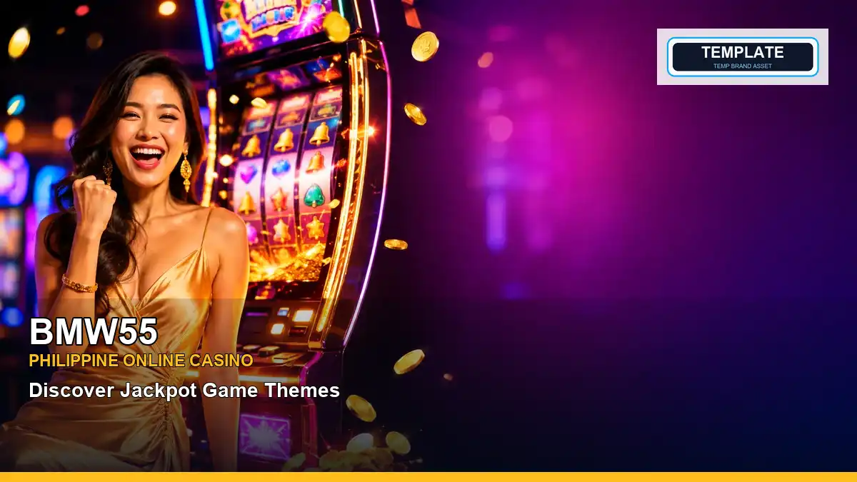 BMW55 jackpot slot-game artwork featuring an adult Filipina casino host in a radiant scene — view 2