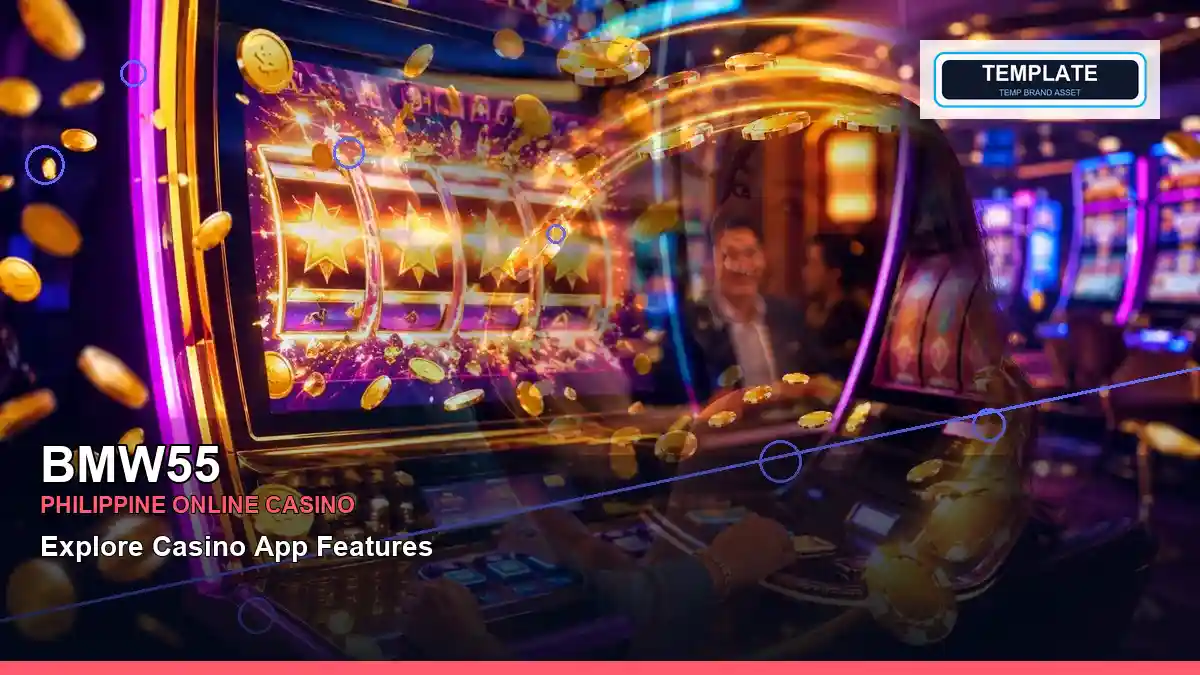 BMW55 night slot-game artwork in a layered collage for casino access, account help and safer play in the Philippines